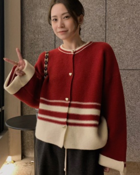 Single-breasted Korean style sweater loose coat