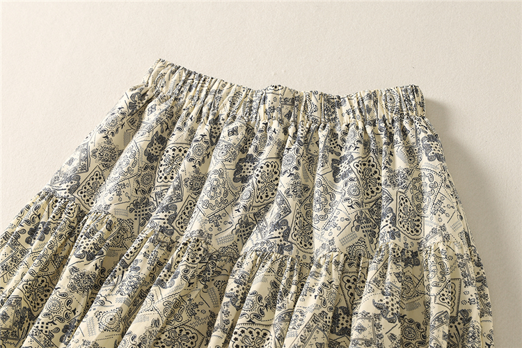 All-match long vacation art retro skirt for women