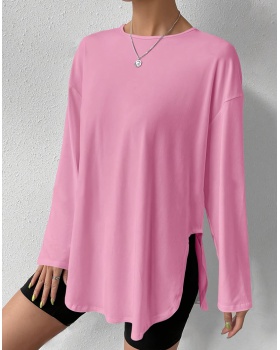 Pure simple long sleeve T-shirt European style spring tops