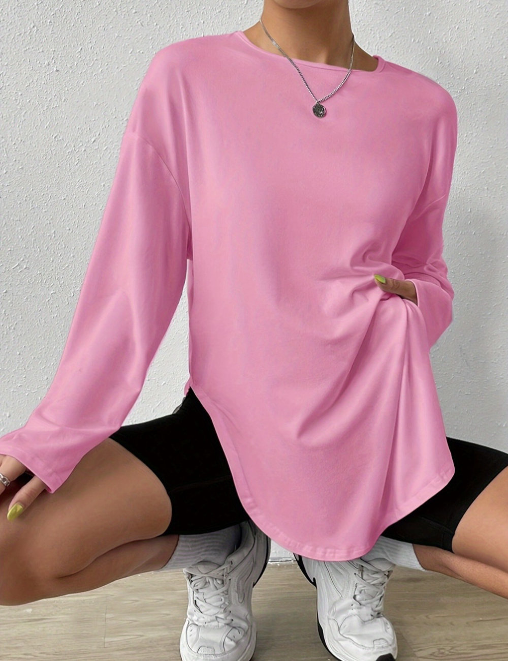 Pure simple long sleeve T-shirt European style spring tops