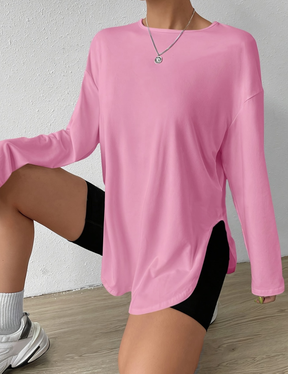 Pure simple long sleeve T-shirt European style spring tops