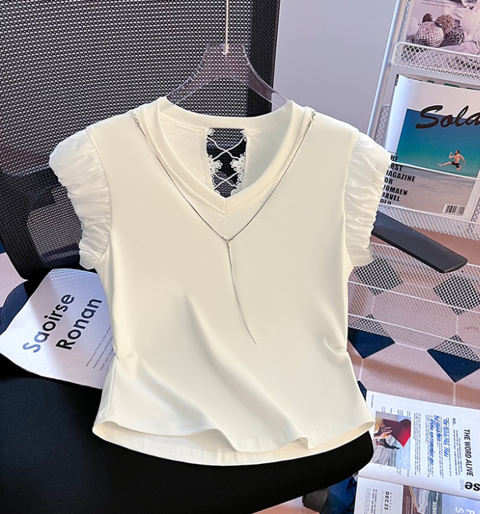 Unique short sleeve tops boats sleeve summer T-shirt for women