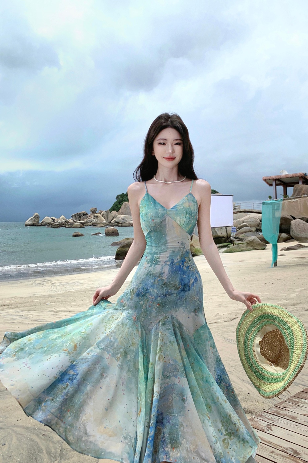 Vacation  long dress mermaid painting dress for women