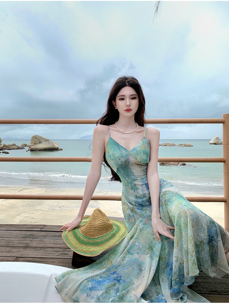 Vacation  long dress mermaid painting dress for women