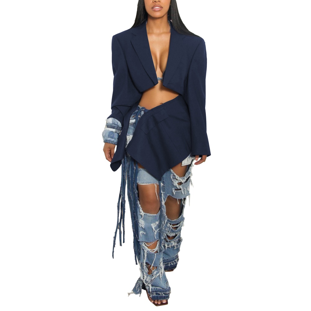 Denim sexy short skirt short bandage business suit a set