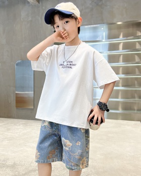 Child short sleeve summer Chinese style boy shorts a set