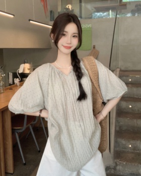 Thin polka dot chiffon shirt light Korean style shirt