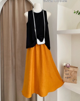 Simple big skirt skirt pure summer tops 2pcs set