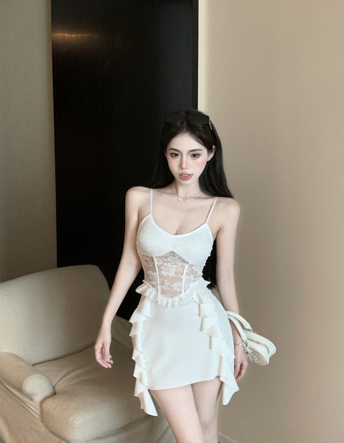 Package hip spicegirl splice sling hollow sexy gauze dress