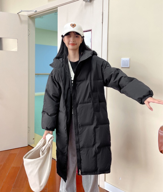 Down long cotton coat Korean style coat for women