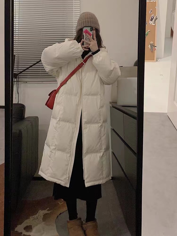 Down long cotton coat Korean style coat for women