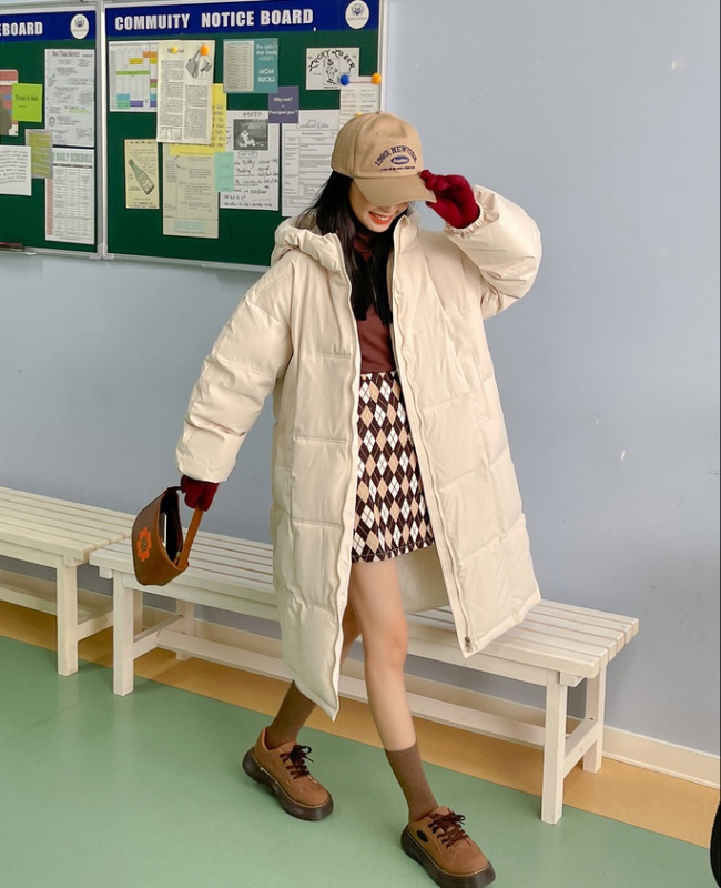 Down long cotton coat Korean style coat for women