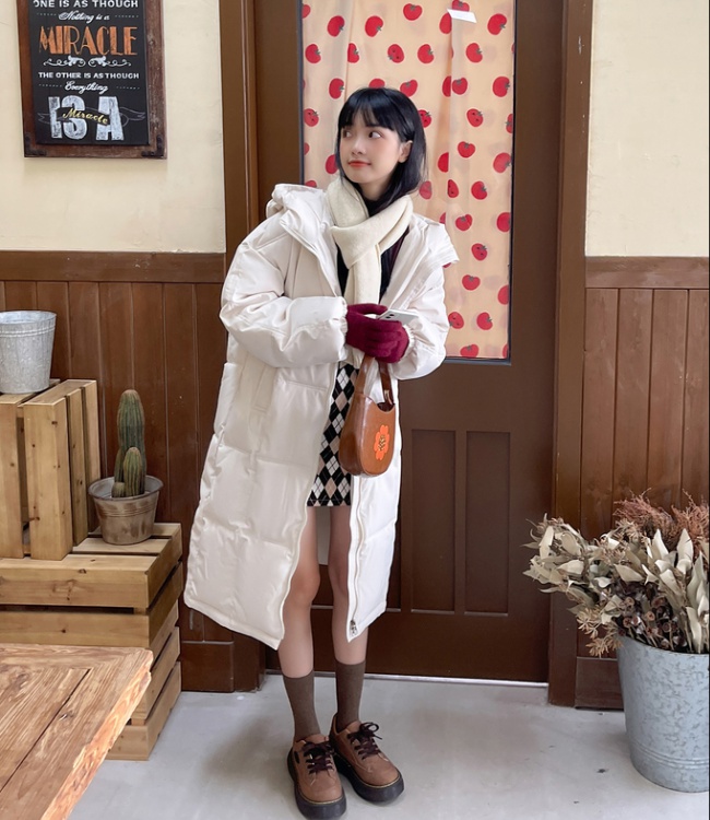 Down long cotton coat Korean style coat for women