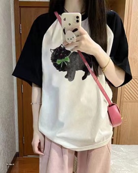 Short sleeve cartoon summer pure cotton loose T-shirt