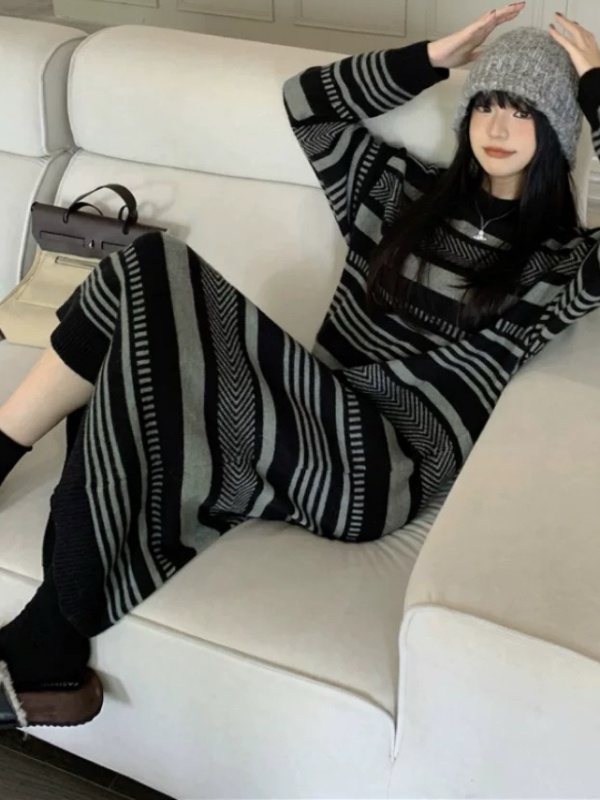 Stripe long dress dress for women