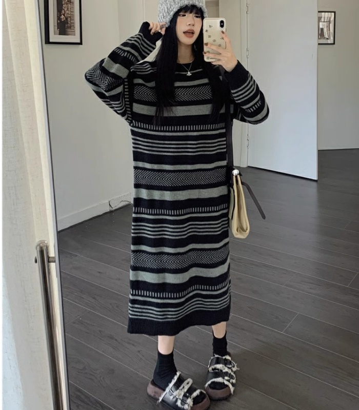 Stripe long dress dress for women