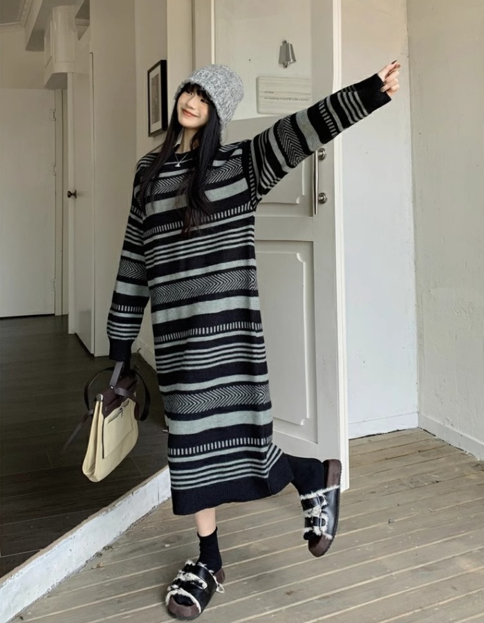 Stripe long dress dress for women