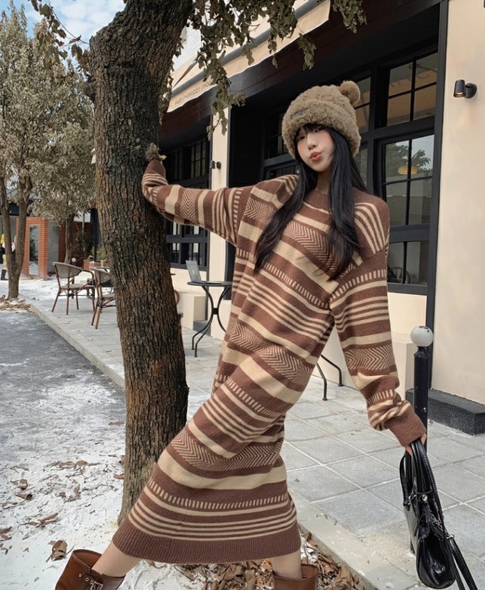 Stripe long dress dress for women