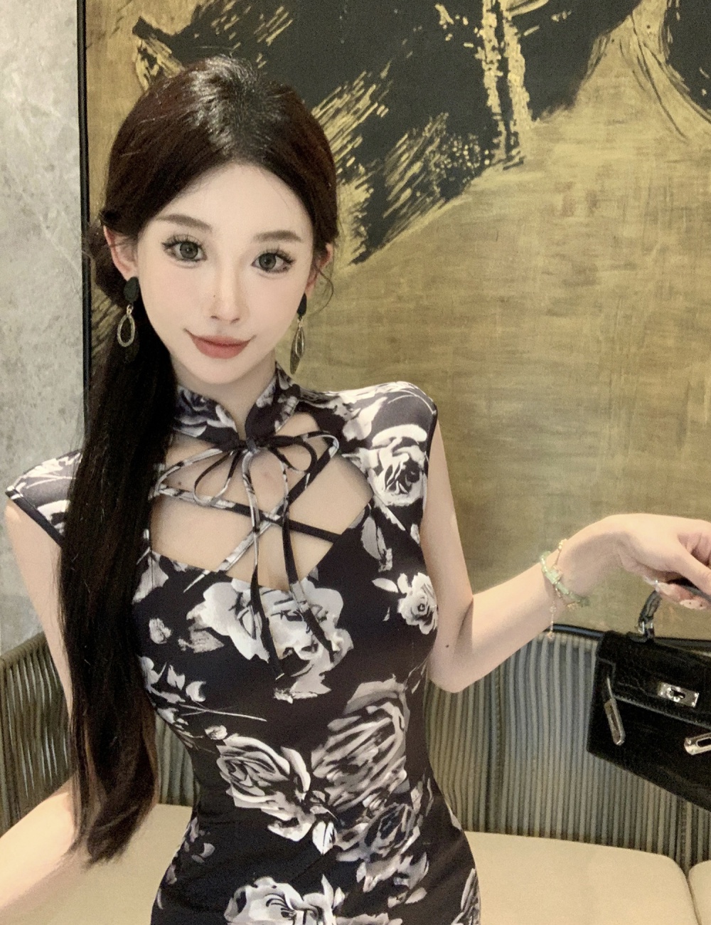 Sexy elegant retro summer Chinese style long cheongsam