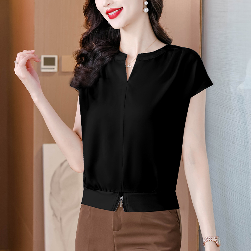 Slim temperament tops light luxury Cover belly T-shirt for women