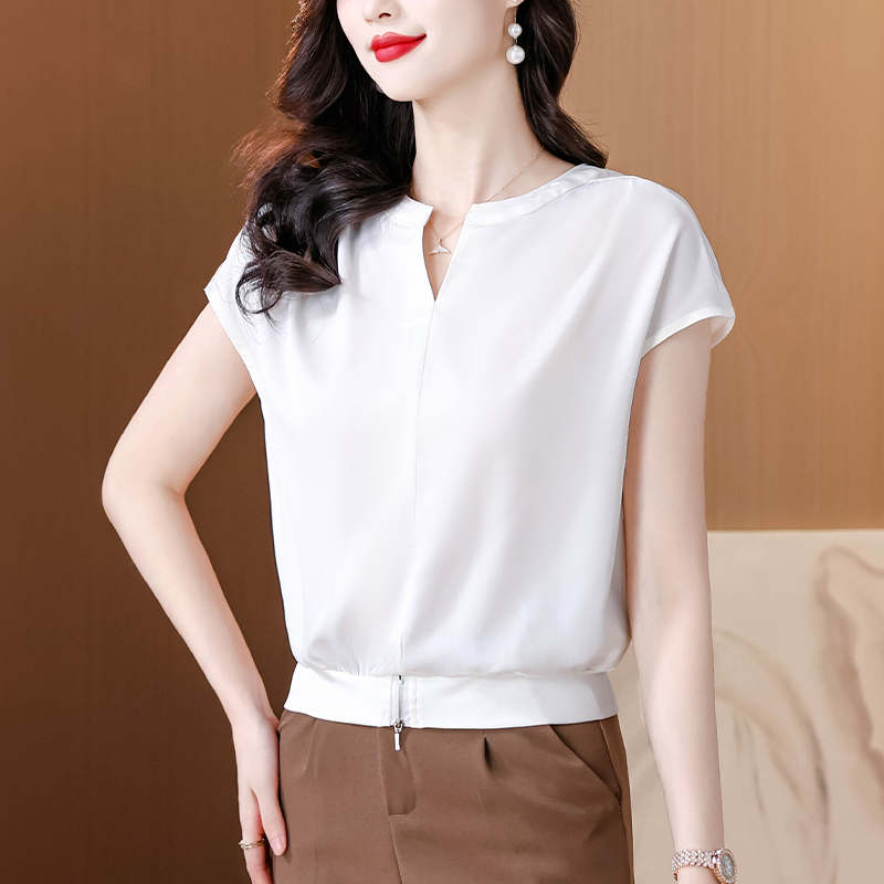 Slim temperament tops light luxury Cover belly T-shirt for women