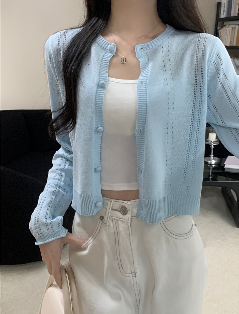 Knitted short sun shirt summer ice silk cardigan