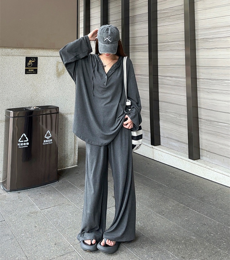 Large yard slim tops show young casual pants 2pcs set