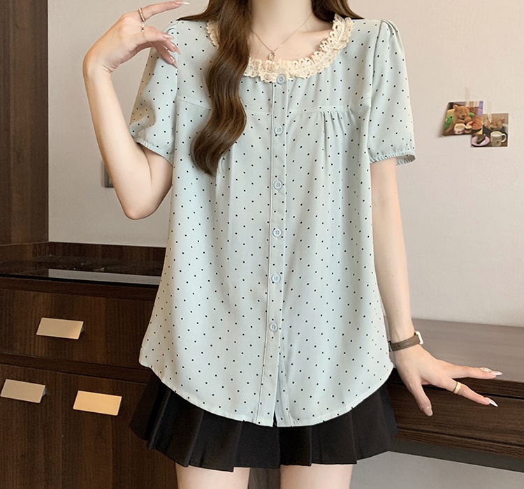 Show young lace fat fashion sweet summer small shirt for women