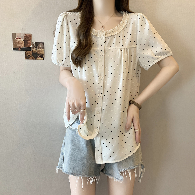 Show young lace fat fashion sweet summer small shirt for women