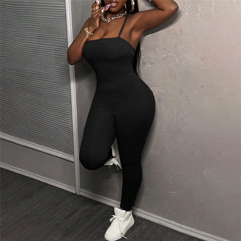 Sports tight halter bottoming pure jumpsuit