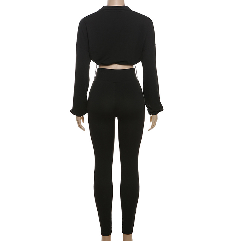 Pinched waist long pants tight tops a set for women