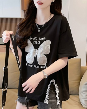 Embroidered flowers summer T-shirt for women