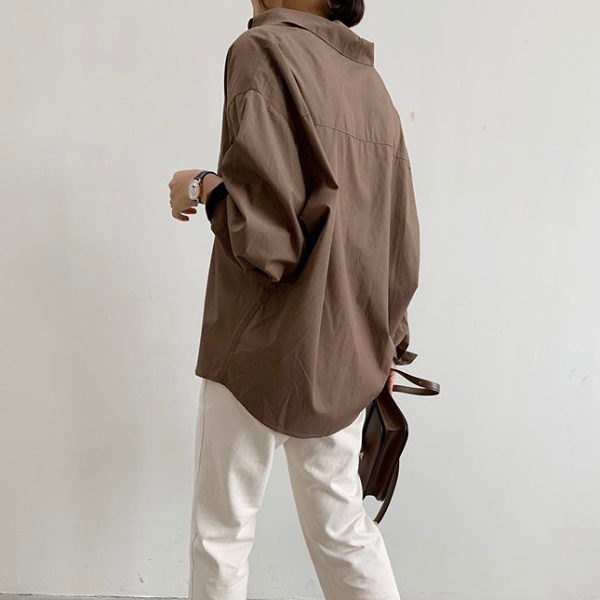 Loose pure shirt buckle temperament tops for women