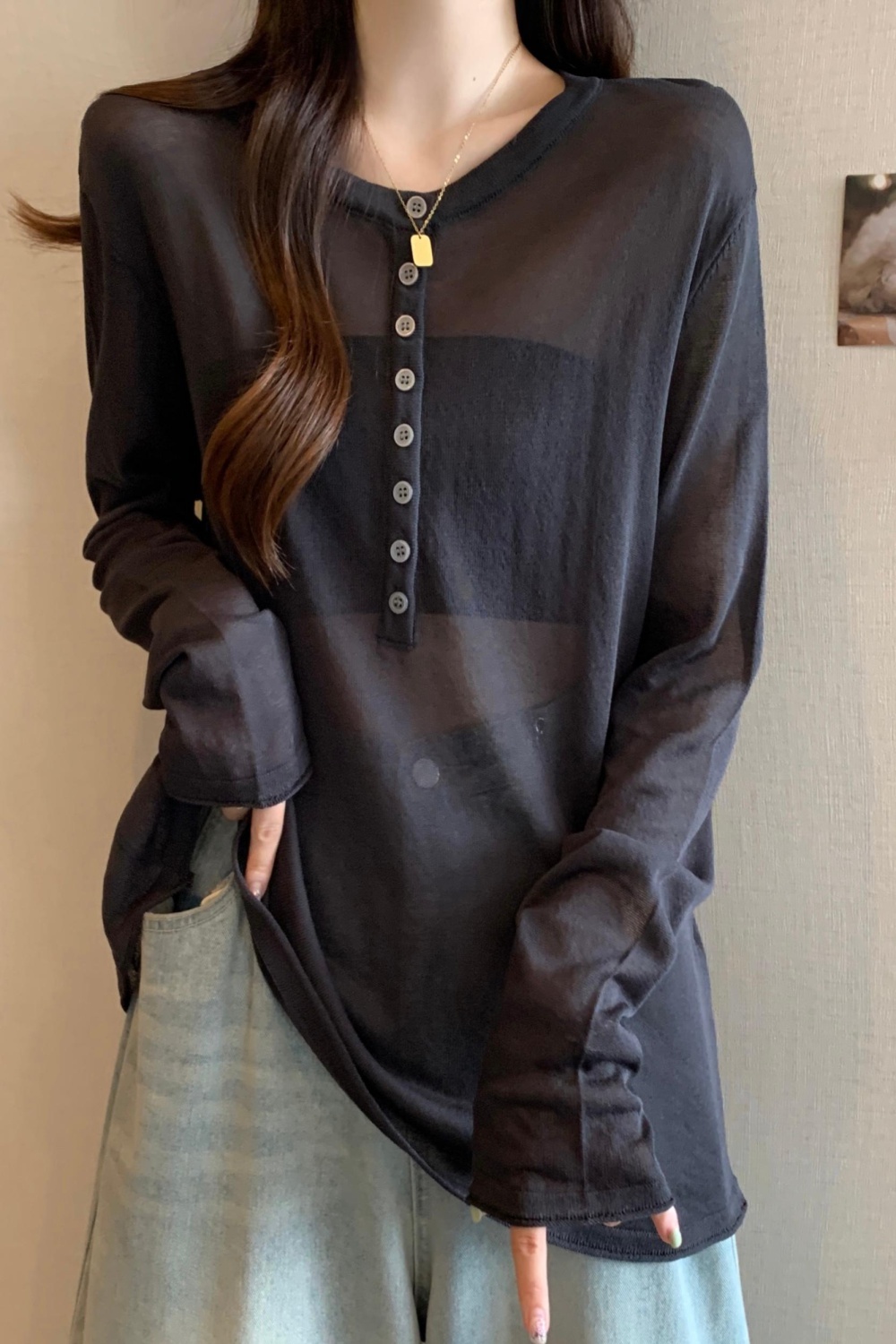 Sunscreen ice silk shirts autumn long sleeve smock