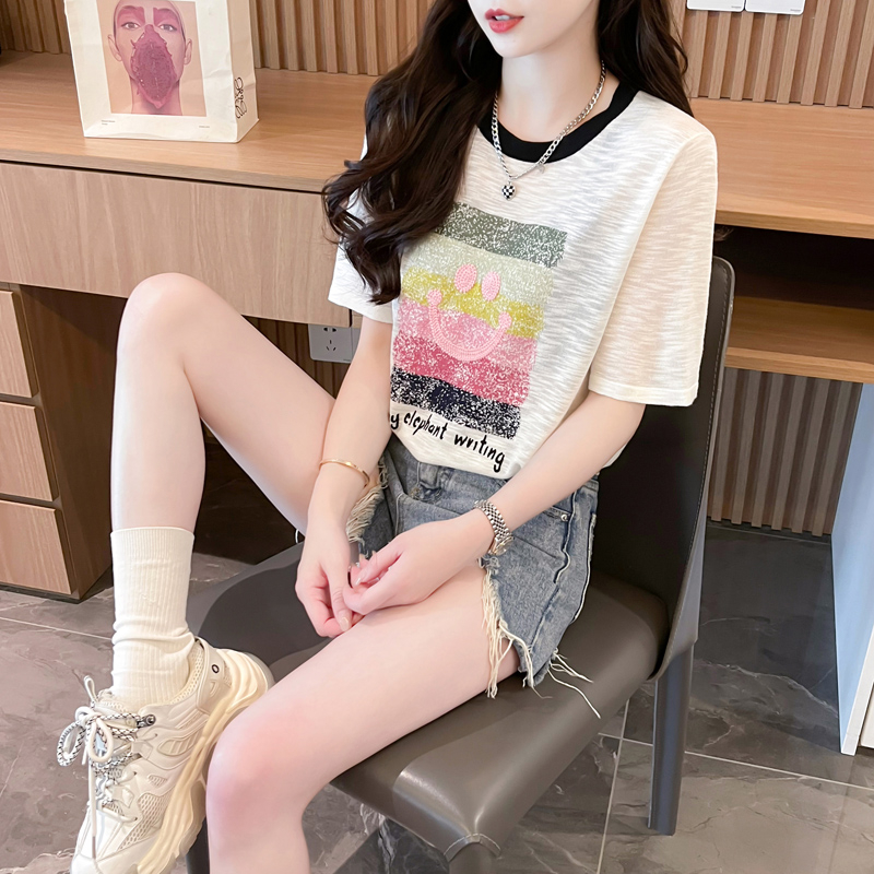 Printing large yard thin summer embroidery T-shirt