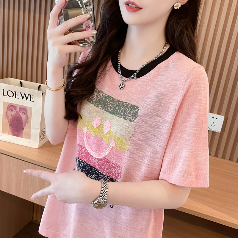 Printing large yard thin summer embroidery T-shirt