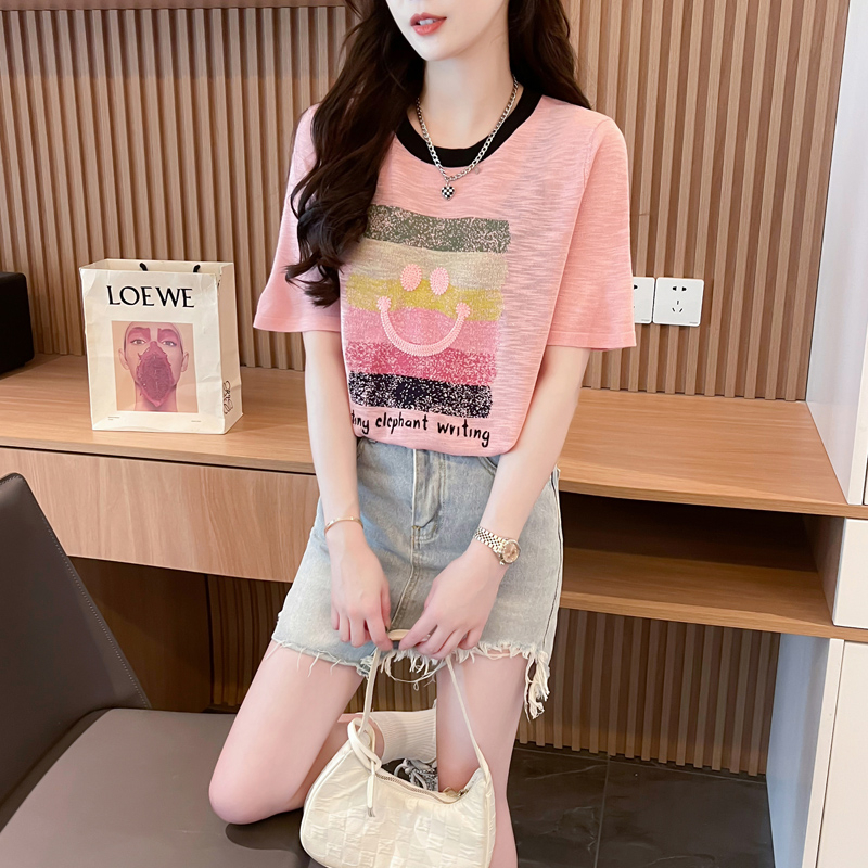 Printing large yard thin summer embroidery T-shirt