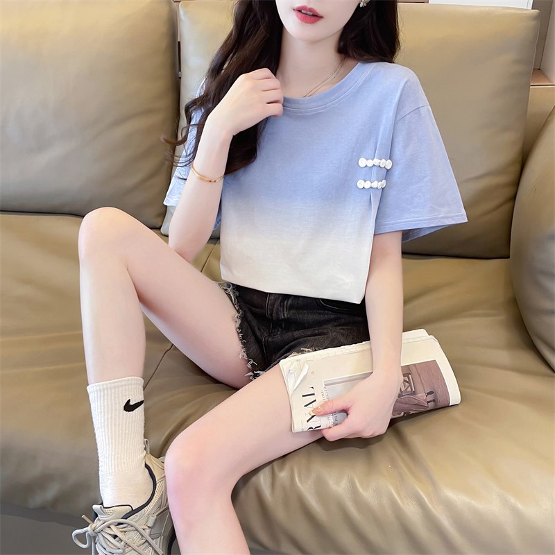 Screw thread loose T-shirt all-match tops for women