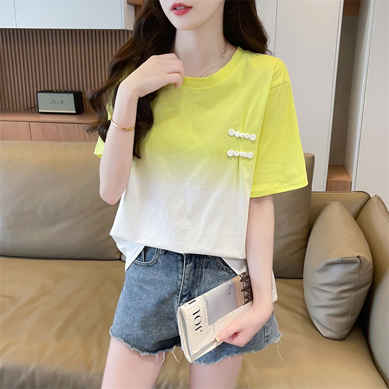 Screw thread loose T-shirt all-match tops for women