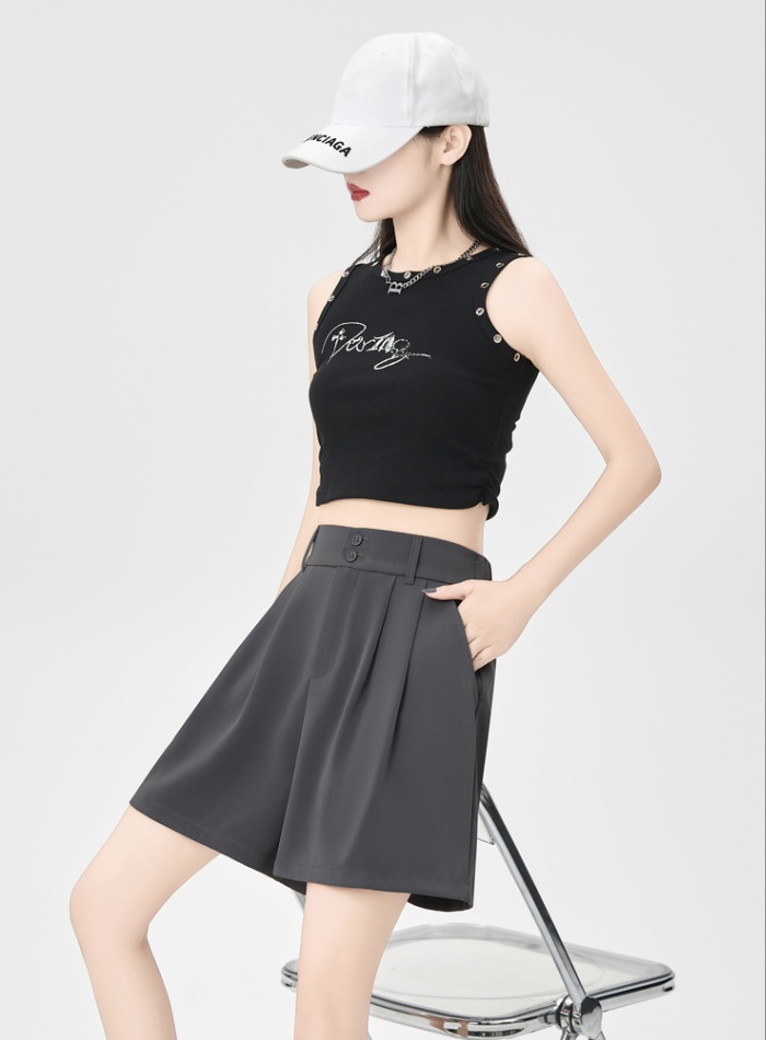 Black high waist shorts loose summer business suit for women