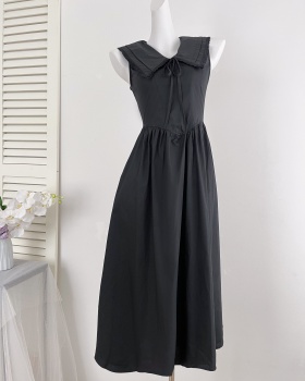 Lapel frenum short sleeve sleeveless bow dress for women