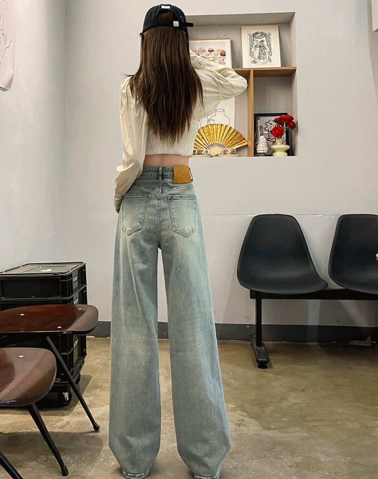 Embroidery wide leg pants slim jeans for women