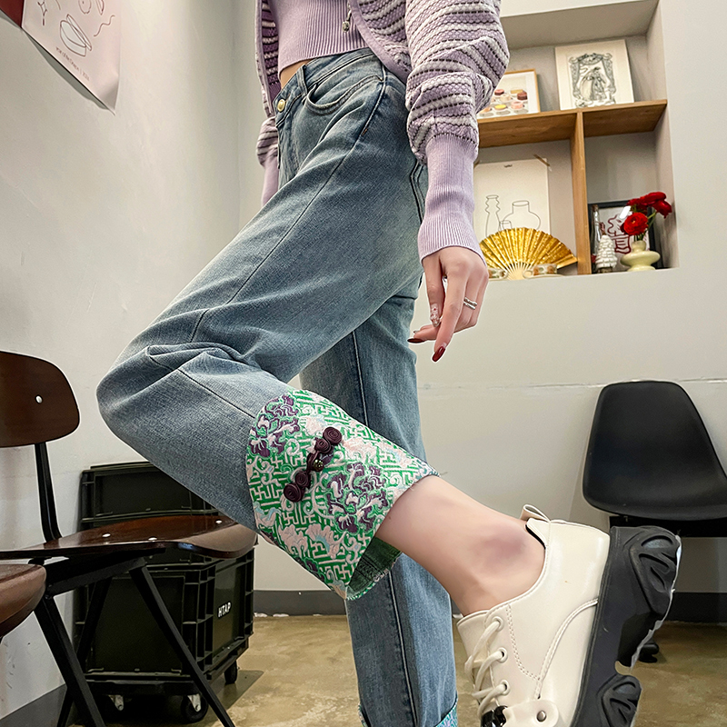 Temperament high waist jeans spring and autumn nine pants