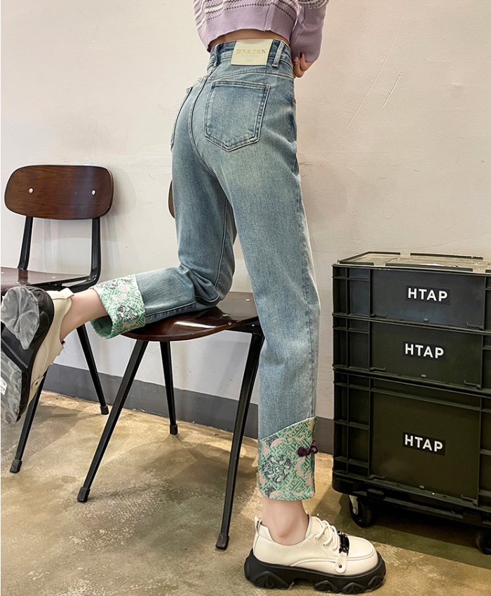 Temperament high waist jeans spring and autumn nine pants