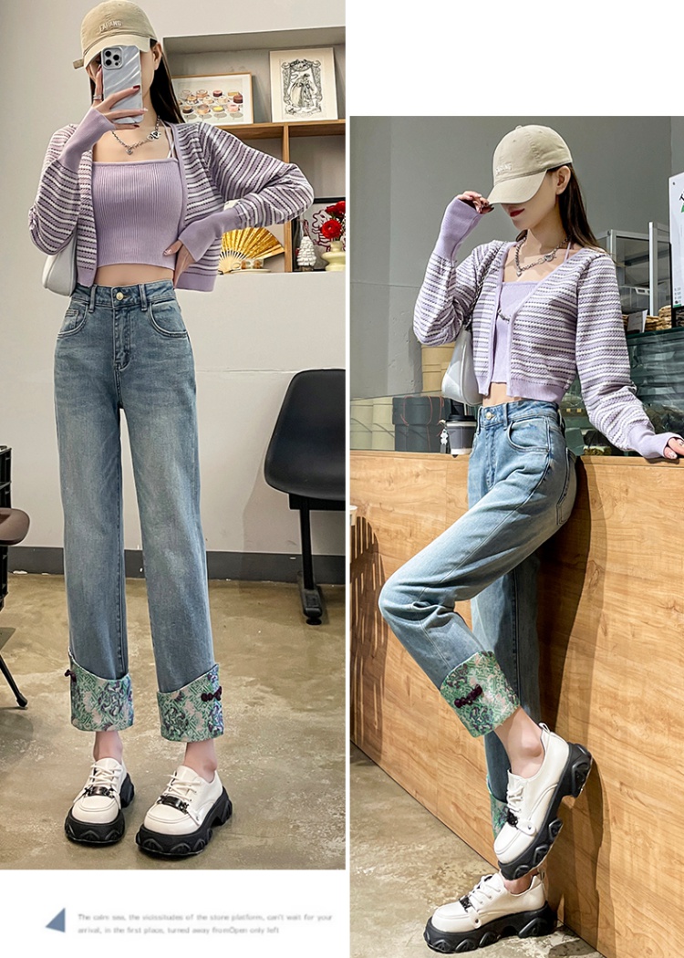 Temperament high waist jeans spring and autumn nine pants