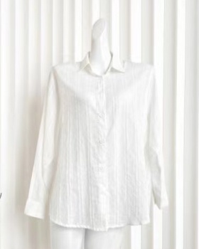 Cotton white long sleeve tops vertical stripes loose shirt