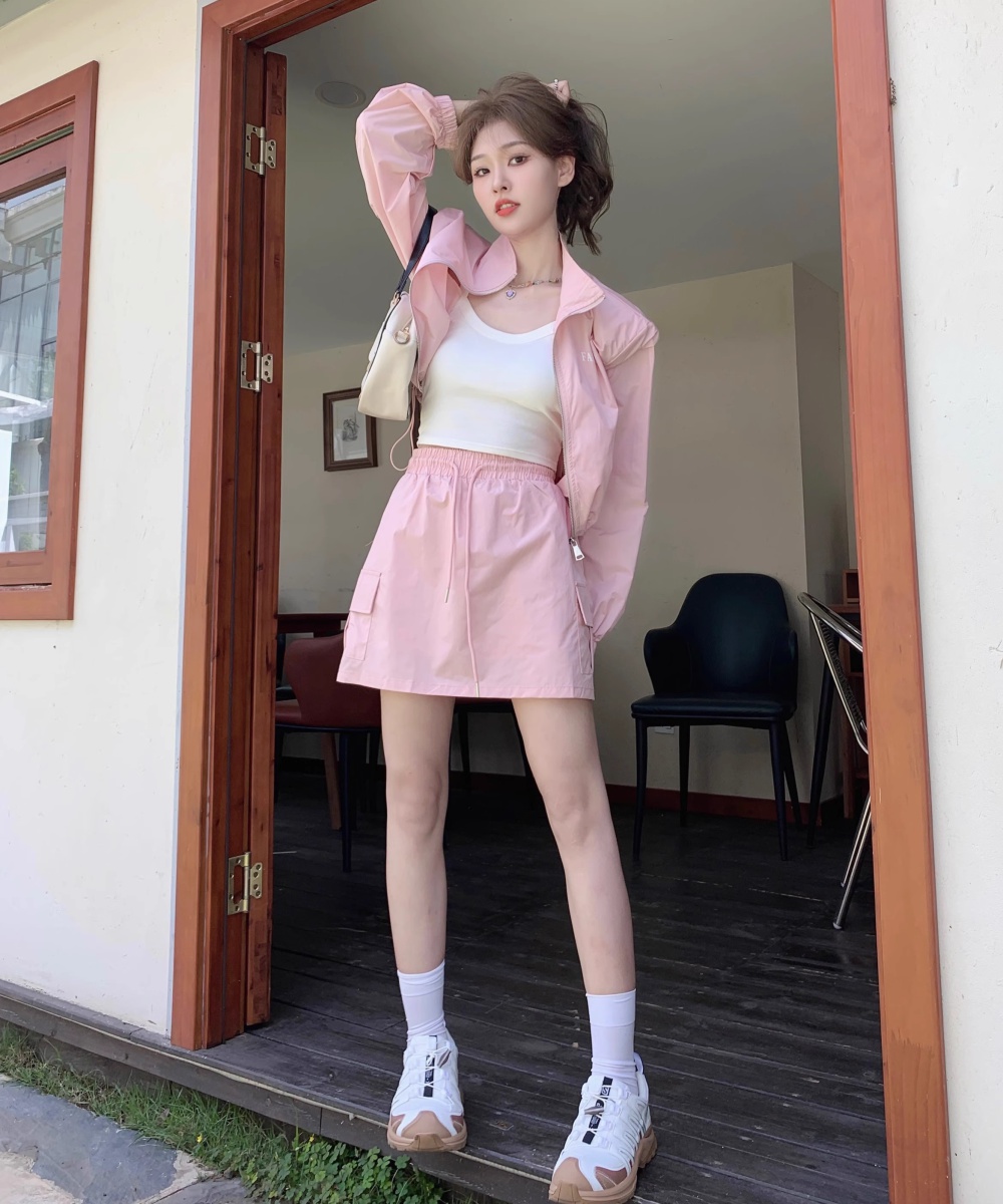 Sports short skirt technical jacket 2pcs set for women