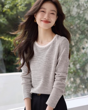 Long sleeve autumn round neck knitted Casual T-shirt