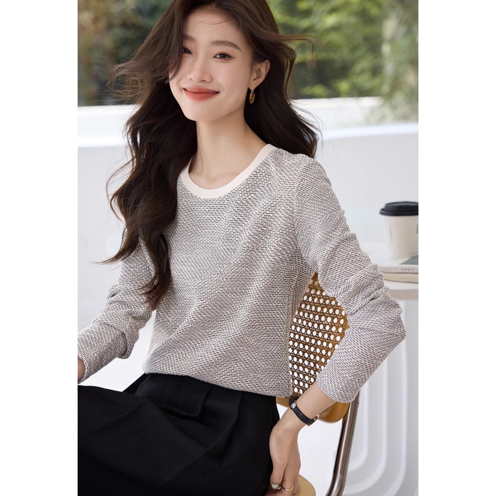 Long sleeve autumn round neck knitted Casual T-shirt