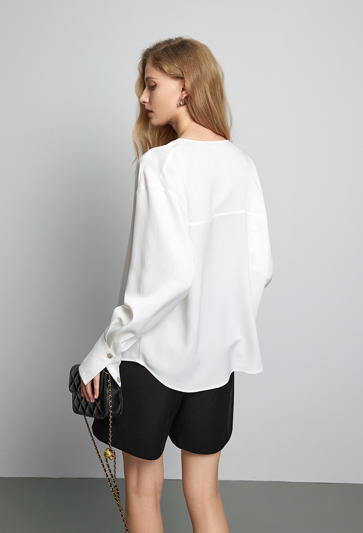 Zip summer France style shirt loose niche tops for women